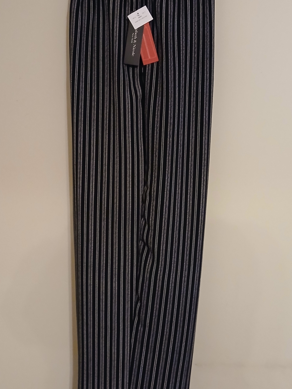 Elizabeth & Nicole Vertical Stripe Wide-Leg Pants - Black & White